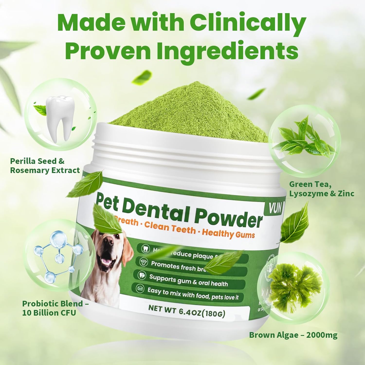 VUN Dental Probiotic Powder for Dogs – Fresh Breath Clean Teeth Happy Gut