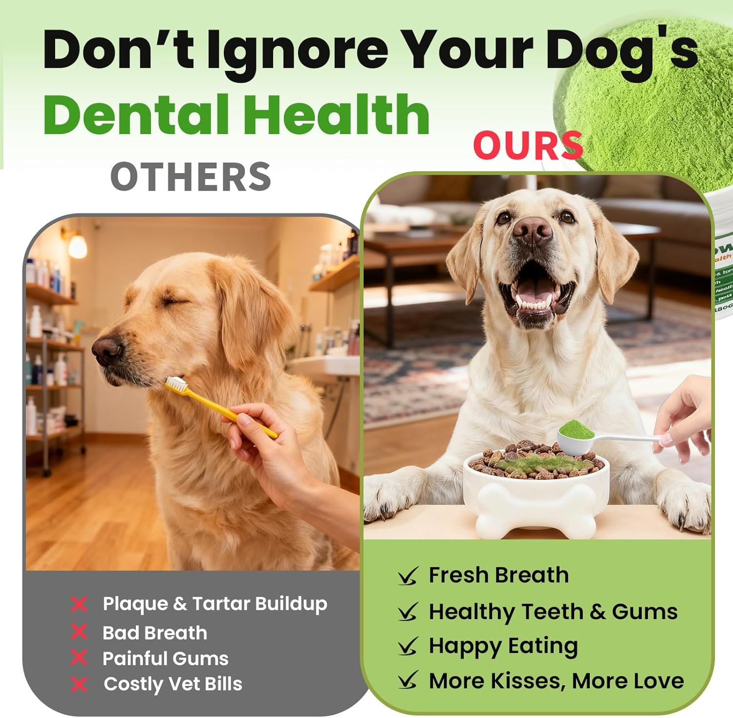 VUN Dental Probiotic Powder for Dogs – Fresh Breath Clean Teeth Happy Gut