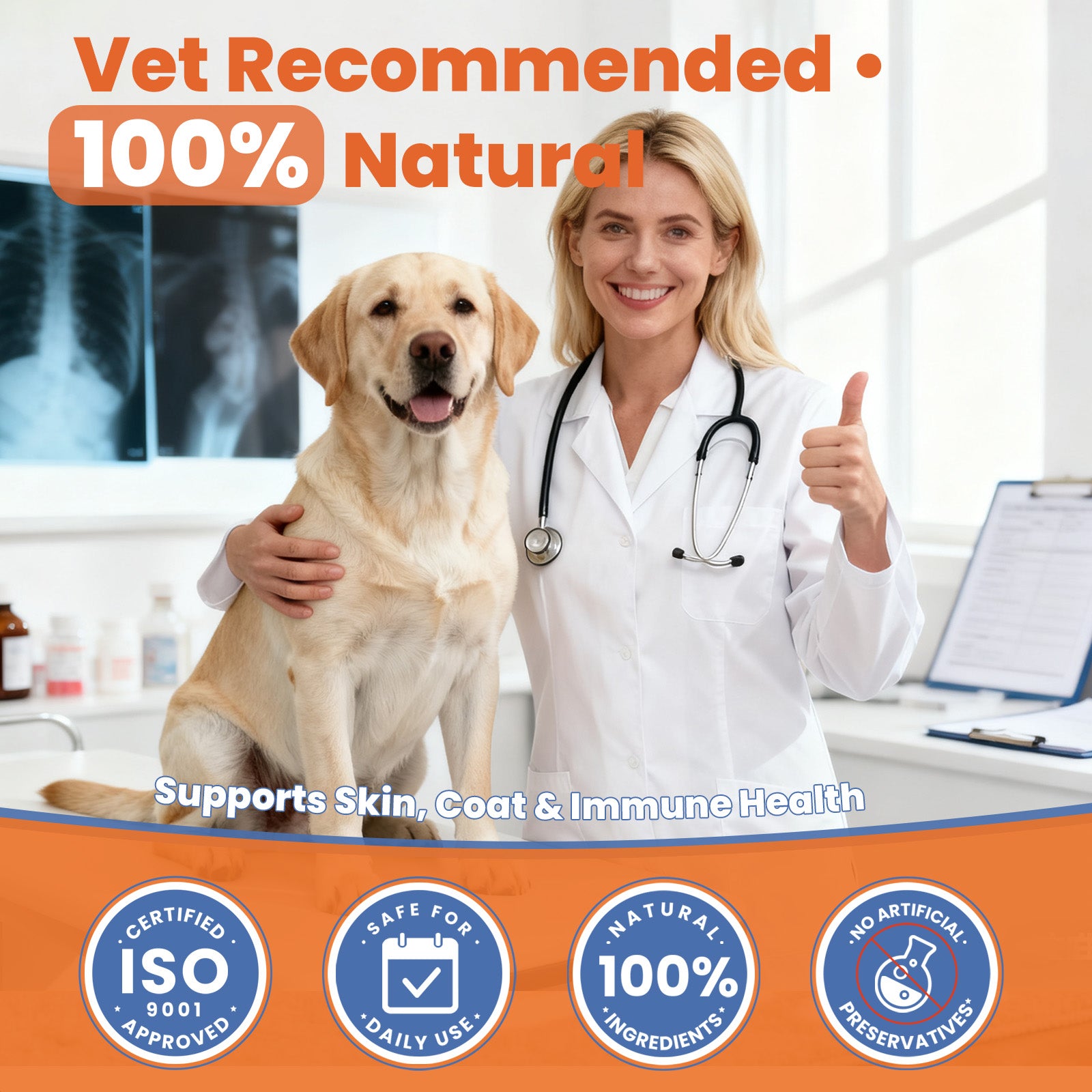 VUN Salmon Oil Chews for Dogs – Omega 3 & 6 Fish Oil Supplement for Skin, Coat & Itch Relief