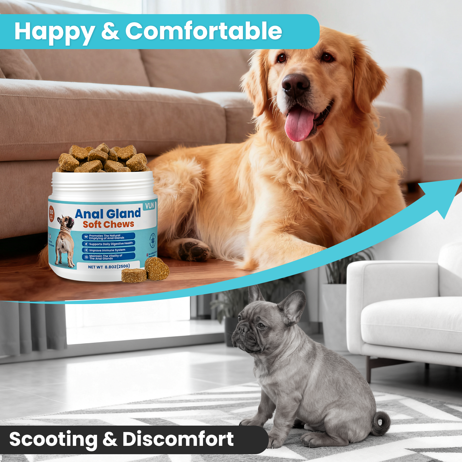 VUN Dog Anal Gland Chews – Scoot Relief & Digestive Support