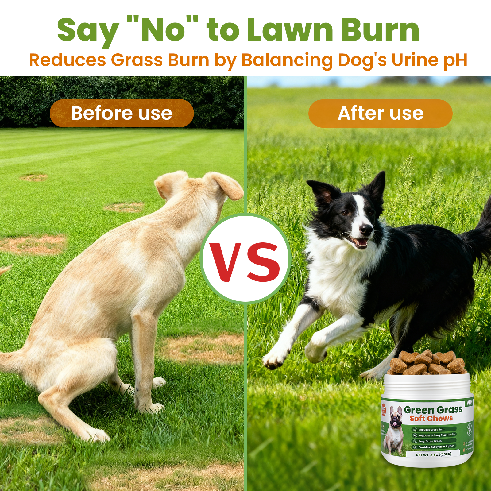 VUN Green Grass Dog Chews – Dog Urine Neutralizer & Lawn Saver