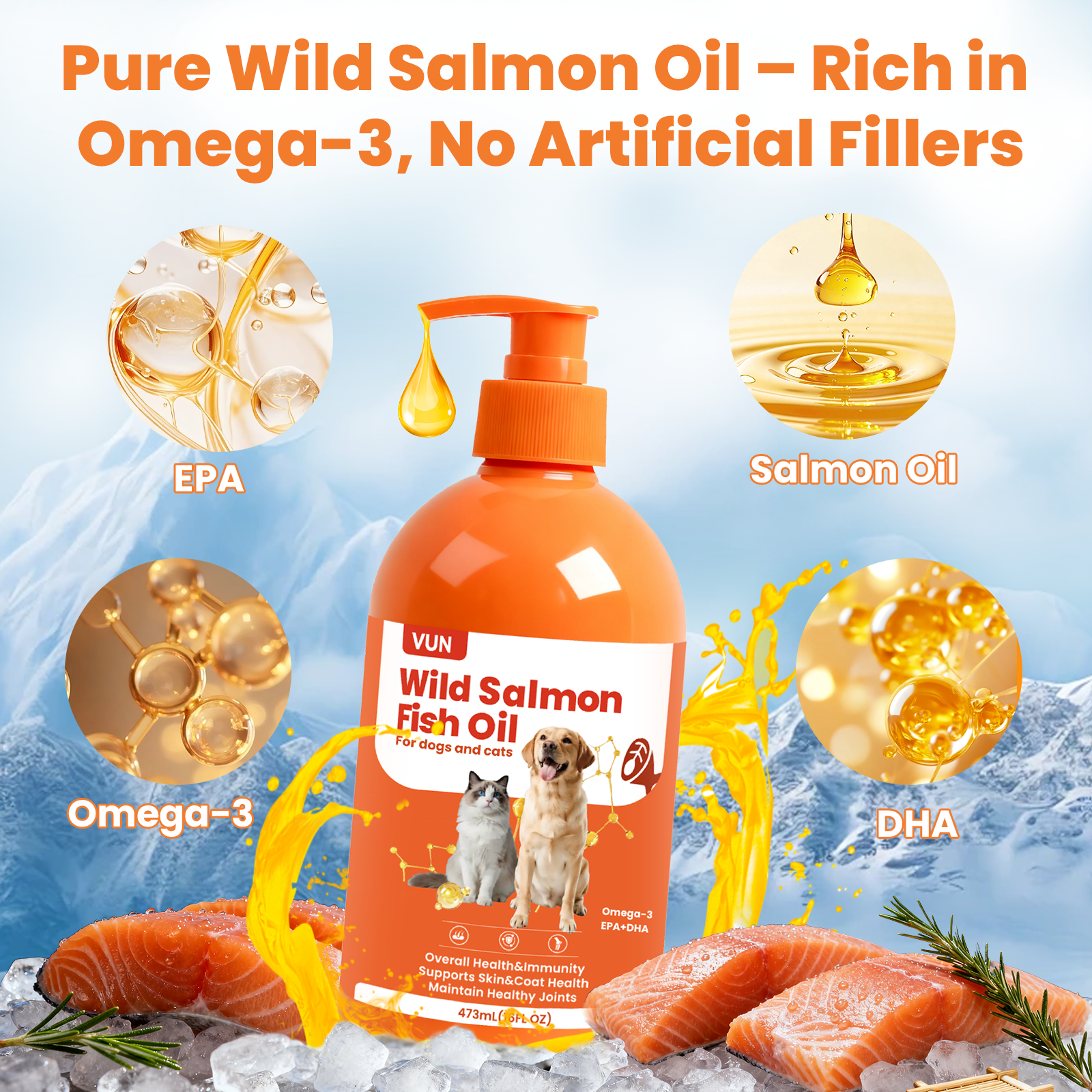 VUN Wild Salmon Oil for Dogs & Cats