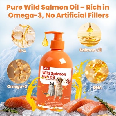 VUN Wild Salmon Oil for Dogs & Cats – Shiny Coat Strong Joints Healthy Heart